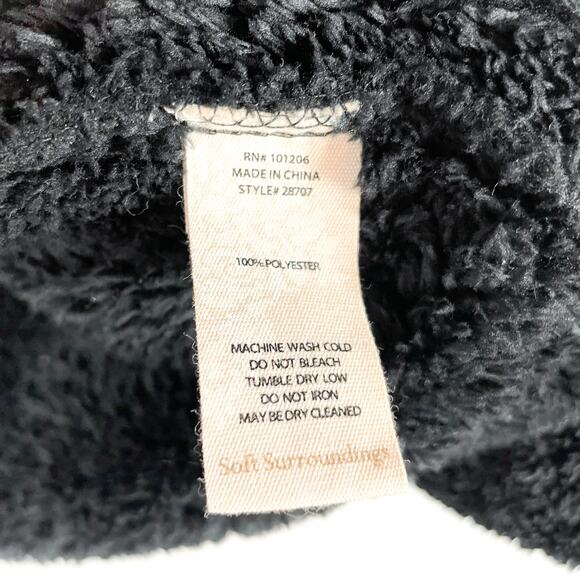 hugs by Soft Surroundings Hug Me Cardigan Sweater Black Fleece Open Pocket Sz M - Picture 5 of 6